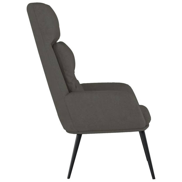 The Living Store Fauteuil - Comfortabele dik gevoerde relaxstoel - Kunstsuède - Donkergrijs - 70 x 77 x 94 cm