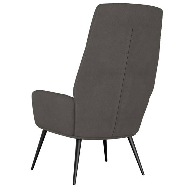 The Living Store Fauteuil - Comfortabele dik gevoerde relaxstoel - Kunstsuède - Donkergrijs - 70 x 77 x 94 cm