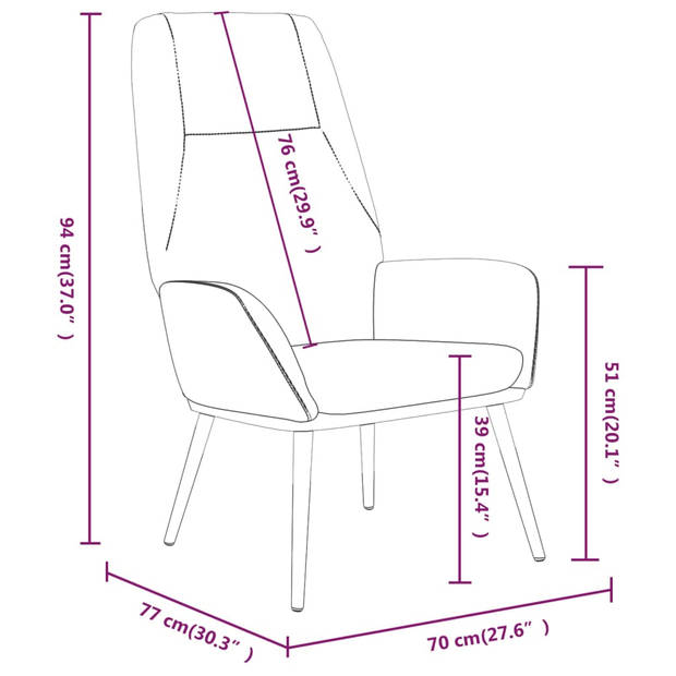 The Living Store Relaxstoel - Bruin Kunstleer - Metalen frame - Optimaal zitcomfort
