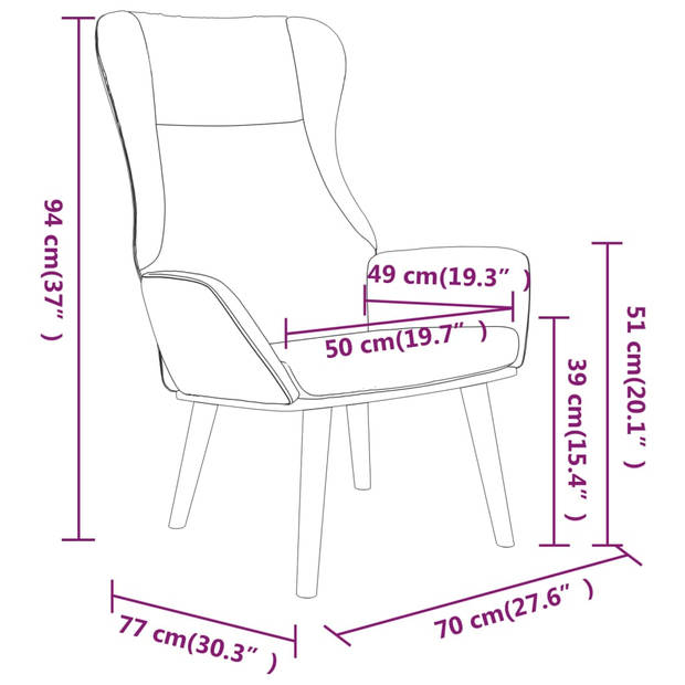 The Living Store Relaxstoel Ergonomisch - Taupe - 70 x 77 x 94 cm - Rubberwood poten