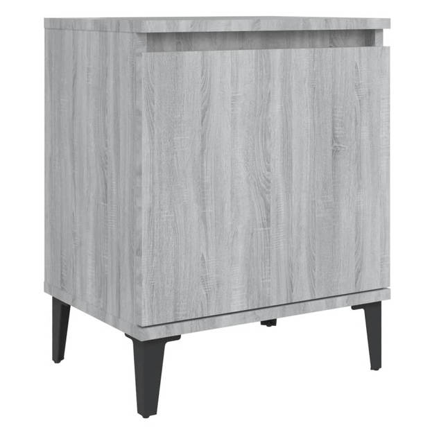 vidaXL Nachtkastjes met metalen poten 40x30x50 cm grijs sonoma eiken