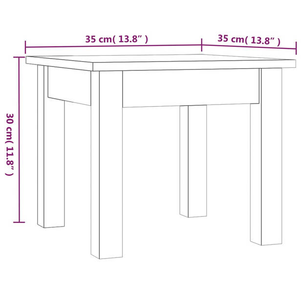 vidaXL Salontafel 35x35x30 cm massief grenenhout honingbruin