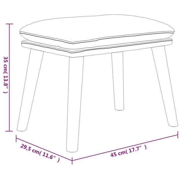 vidaXL Voetenbank 45x29,5x35 cm stof en kunstleer crèmekleurig