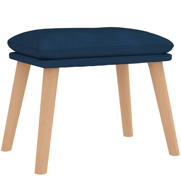 The Living Store Relaxstoel Fluweel Blauw - 70 x 77 x 98 cm - Comfortabel en stabiel - Incl - voetenbank