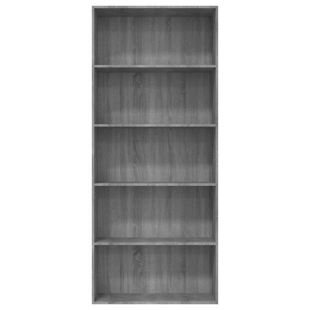 The Living Store Boekenkast - Praktisch Materiaal - 80x30x189 cm - Grijs Sonoma Eiken