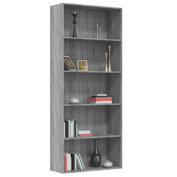 vidaXL Boekenkast 80x30x189 cm bewerkt hout grijs sonoma eikenkleurig