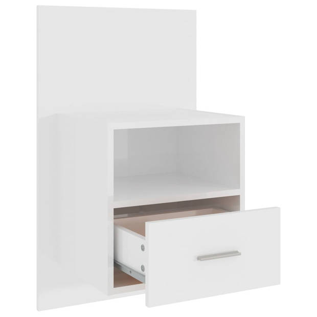 The Living Store Wandnachtkast - Bedkastje - 38 x 31 x 39.5 cm - Hoogglans wit