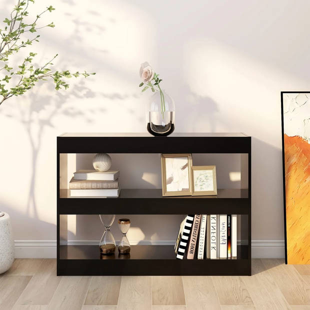 The Living Store Boekenkast Zwart - 100 x 30 x 72 cm - Bewerkt hout