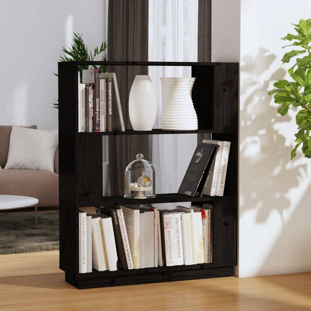 The Living Store Boekenkast - Grenenhout - 80 x 25 x 101 cm - Massief mangohout - Zwart