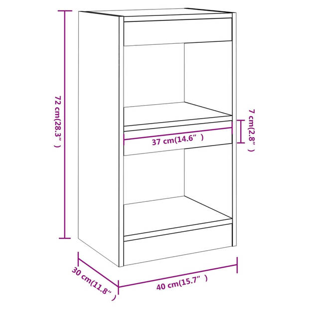 vidaXL Boekenkast/kamerscherm 40x30x72 cm wit