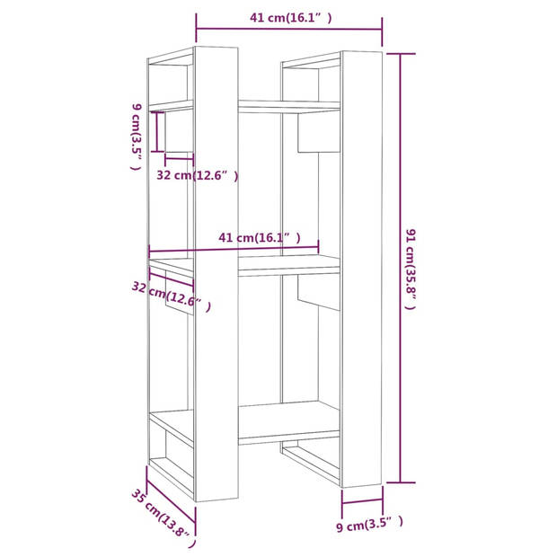 The Living Store Boekenkast - massief grenenhout - 41 x 35 x 91 cm - veelzijdig