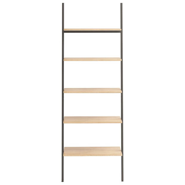 vidaXL Ladderrek met 5 schappen 64x34x185,5 cm lichtbruin en zwart