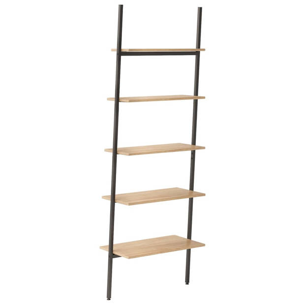 vidaXL Ladderrek met 5 schappen 64x34x185,5 cm lichtbruin en zwart