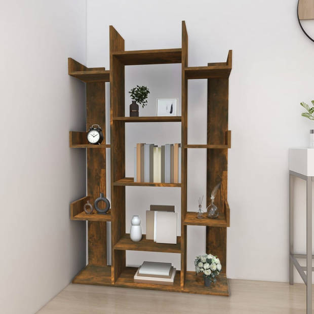 vidaXL Boekenkast 86x25,5x140 cm bewerkt hout gerookt eikenkleurig