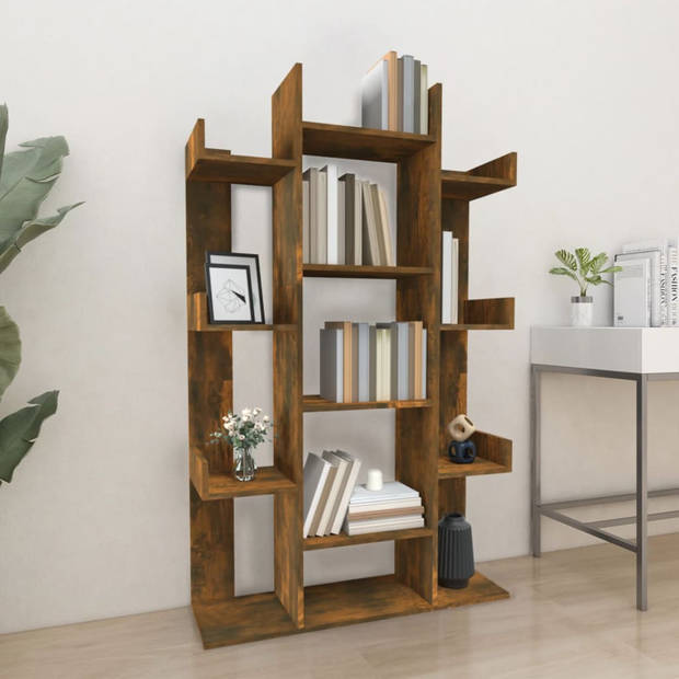 vidaXL Boekenkast 86x25,5x140 cm bewerkt hout gerookt eikenkleurig