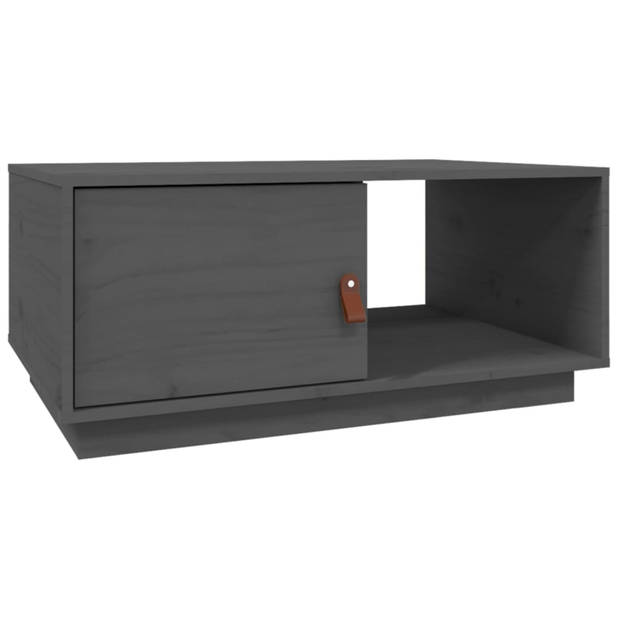 vidaXL Salontafel 80x50x35,5 cm massief grenenhout grijs