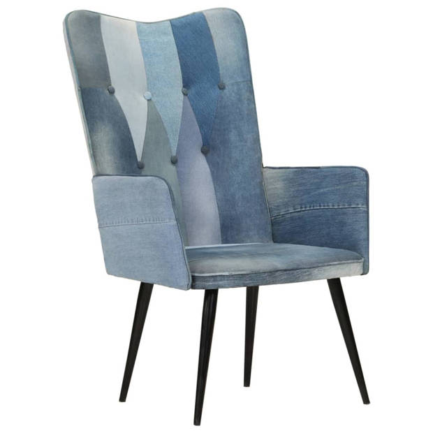 vidaXL Fauteuil canvas denim patchwork