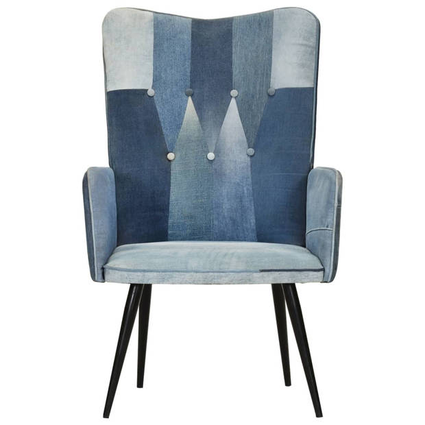 vidaXL Fauteuil canvas denim patchwork