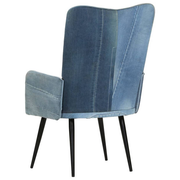 vidaXL Fauteuil canvas denim patchwork