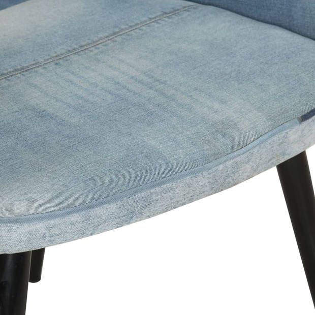 vidaXL Fauteuil met voetensteun patchwork canvas blauw denim