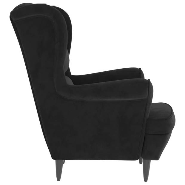 vidaXL Fauteuil met voetenbank fluweel zwart