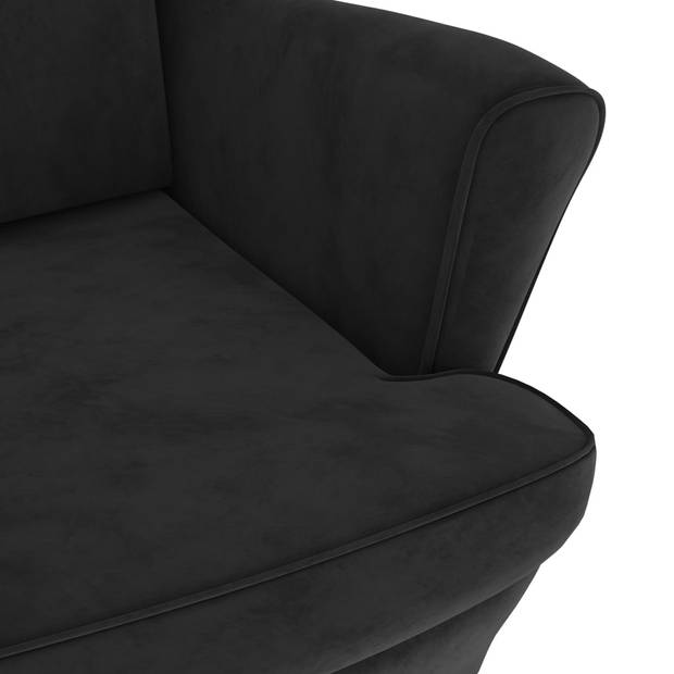 vidaXL Fauteuil met voetenbank fluweel zwart