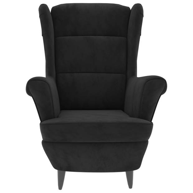 vidaXL Fauteuil met voetenbank fluweel zwart