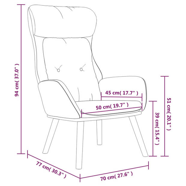 The Living Store Fauteuil Relaxed - Fauteuils - 70 x 77 x 94 cm - Dik gevoerd