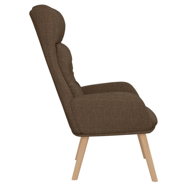 The Living Store Fauteuil - Comfortabele relaxstoel - Bruin - 70 x 77 x 94 cm - Metaal en rubberwood