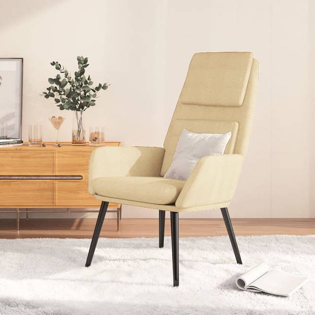 The Living Store Relaxstoel Fauteuil - Crème - 70 x 77 x 98 cm - Dik gevoerd