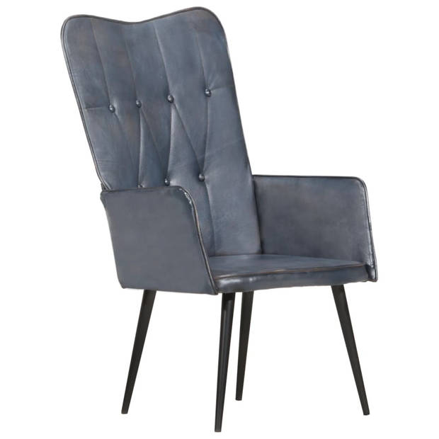 vidaXL Fauteuil echt leer grijs