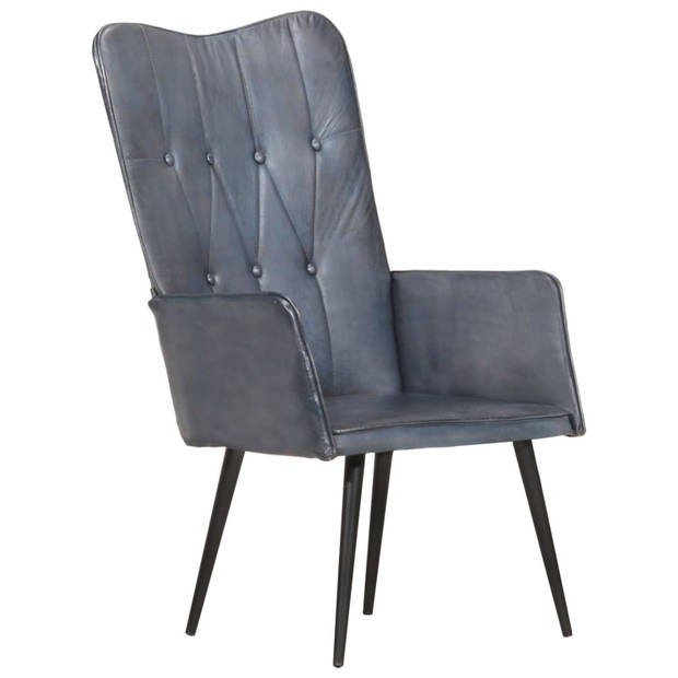 vidaXL Fauteuil echt leer grijs