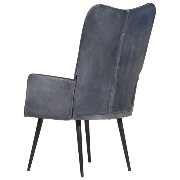 vidaXL Fauteuil echt leer grijs