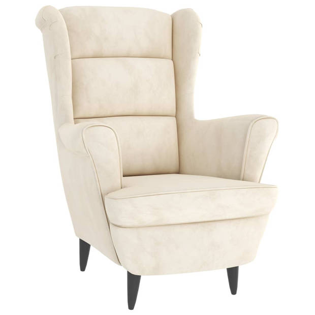 The Living Store Fauteuil Velvet - Crèmewit - 81 x 90 x 96.5 cm - Stabiel frame - Comfortabele zitting