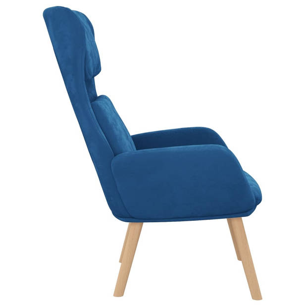 The Living Store Fauteuil Velvet - Blauw 70x77x98 cm - Optimaal zitcomfort