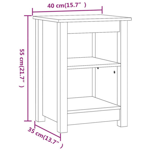 vidaXL Nachtkastjes 2 st 40x35x55 cm massief grenenhout honingbruin