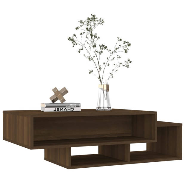 The Living Store Salontafel Bruineiken Hout - 105 x 55 x 32 cm - Opbergruimte