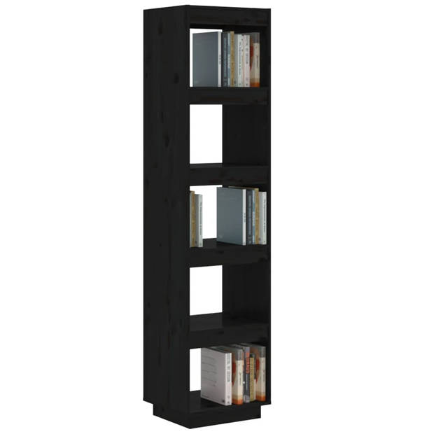 The Living Store Boekenkast - Massief Grenenhout - 40 x 35 x 167 cm - Zwart