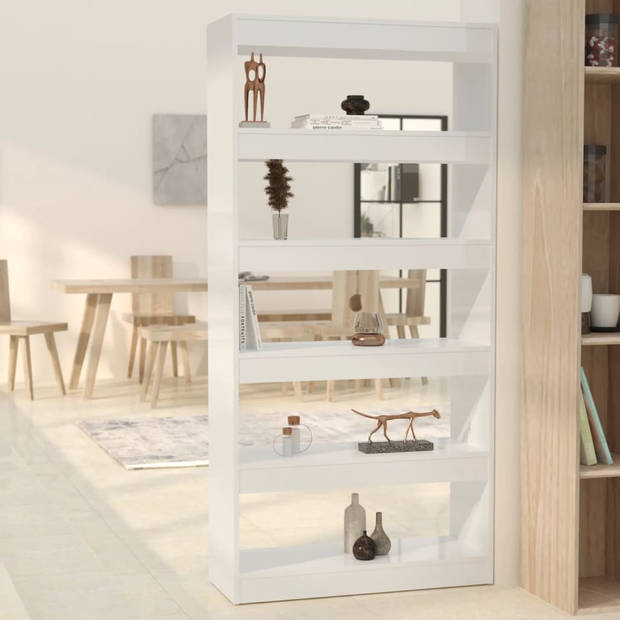 The Living Store Boekenkast Spaanplaat - 80 x 30 x 166 cm - Hoogglans Wit