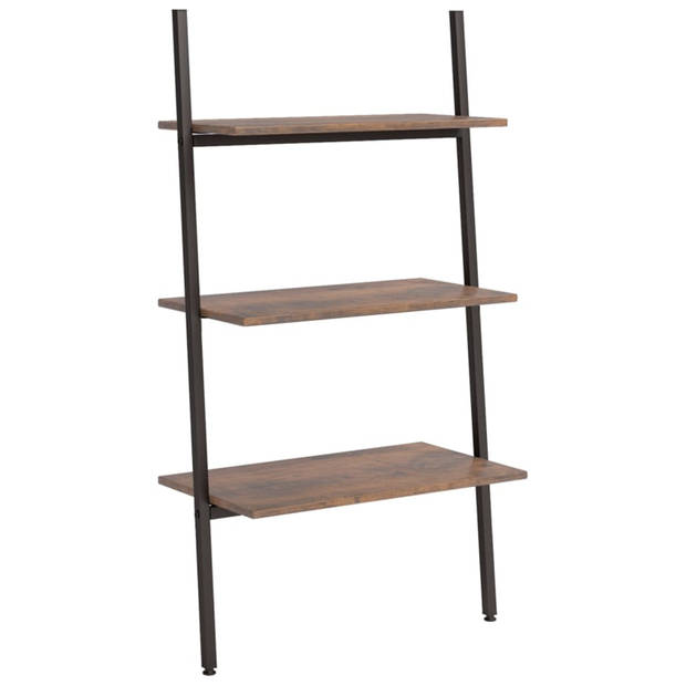 vidaXL Ladderrek met 3 schappen 64x34x116 cm donkerbruin en zwart