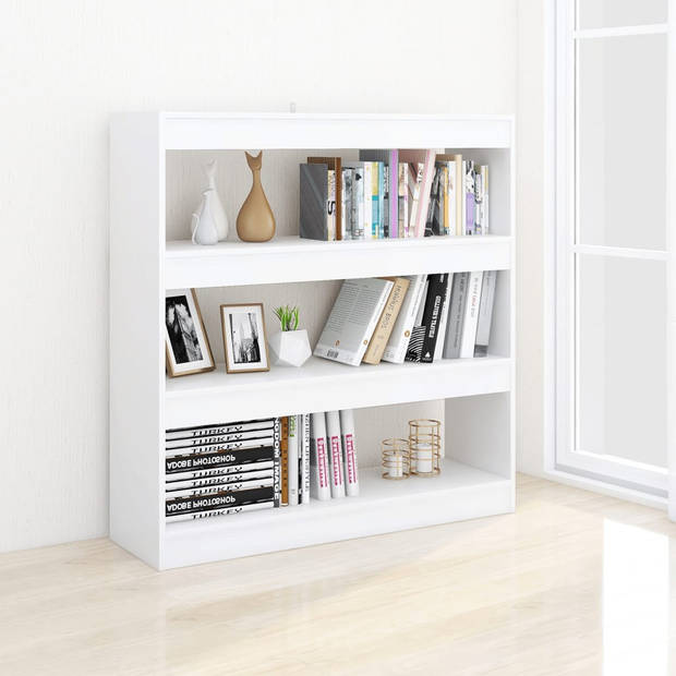 The Living Store Boekenkast Strak Klassiek - 100x30x103cm - Wit - Let op- Montage vereist