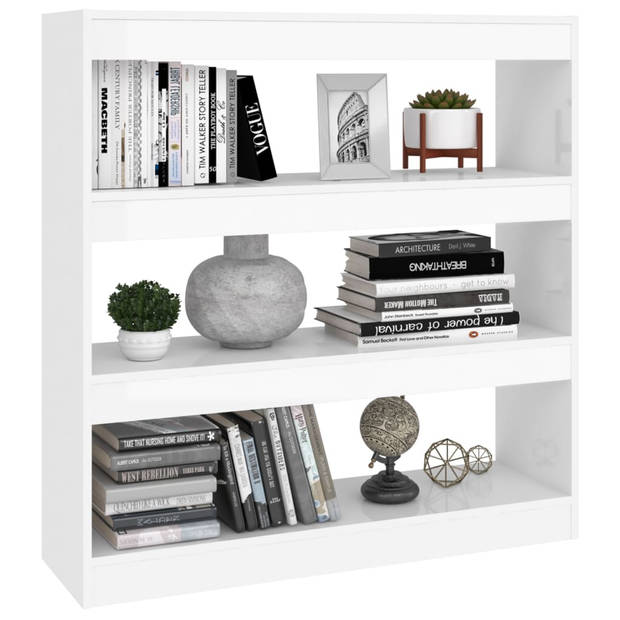 The Living Store Boekenkast - Hoogglans wit - 100 x 30 x 103 cm - Bewerkt hout