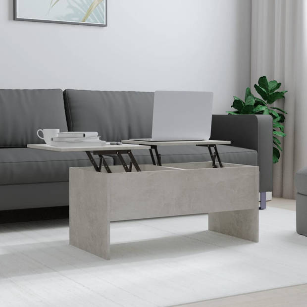 The Living Store Salontafel - 102 x 50.5 x 46.5 cm - Betongrijs