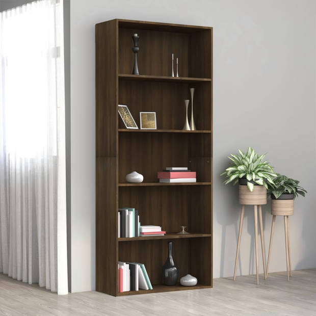 The Living Store Boekenkast 80x30x189 cm bewerkt hout bruineikenkleurig - Kast