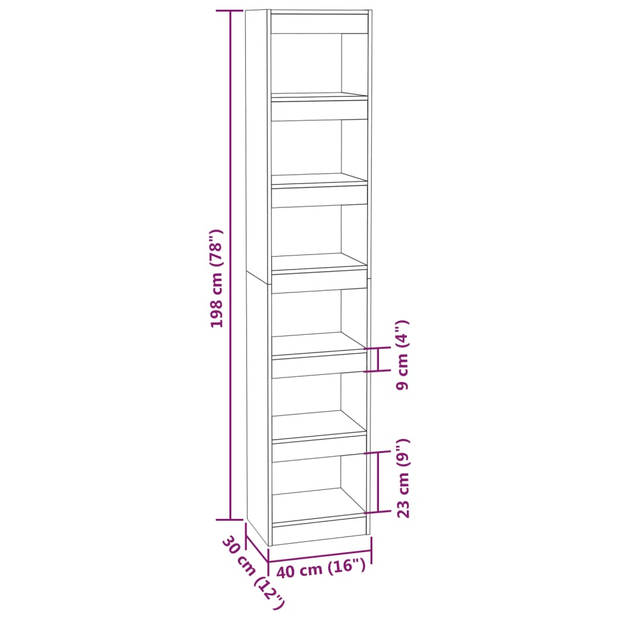 vidaXL Boekenkast/kamerscherm 40x30x198 cm grijs sonoma eikenkleurig