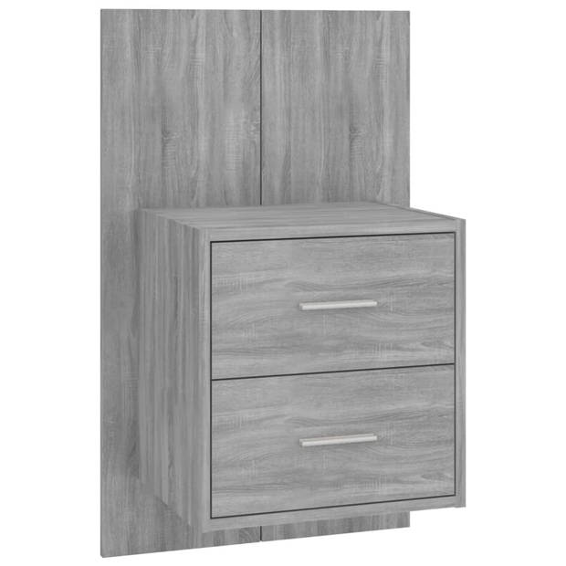 The Living Store Wandnachtkast - Wandmontage - Multifunctioneel - Eenvoudig te reinigen - Grijs sonoma eiken - 48.5 x