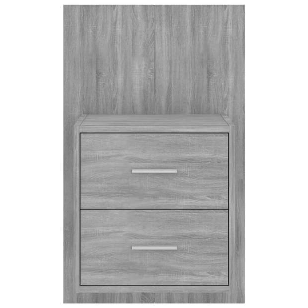 The Living Store Wandnachtkastjes - Grijs Sonoma Eiken - 48.5 x 32.5 x 80 cm - Bewerkt Hout