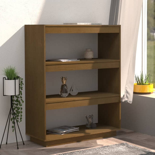 The Living Store Boekenkast Grenenhout - 80 x 35 x 103 cm - Honingbruin