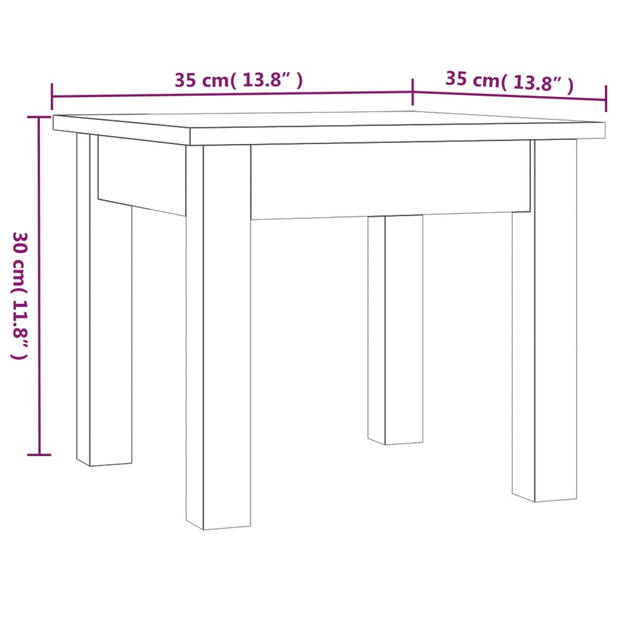 vidaXL Salontafel 35x35x30 cm massief grenenhout wit