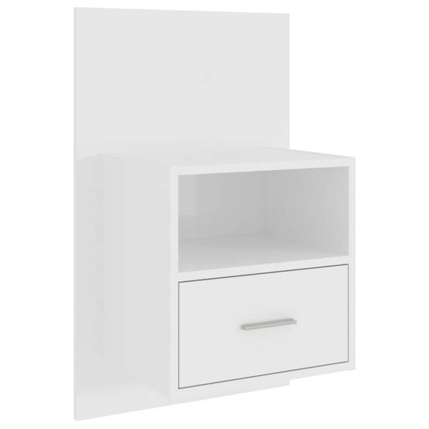 The Living Store Wandnachtkast - Bedkastje - 38 x 31 x 39.5 cm - Hoogglans wit